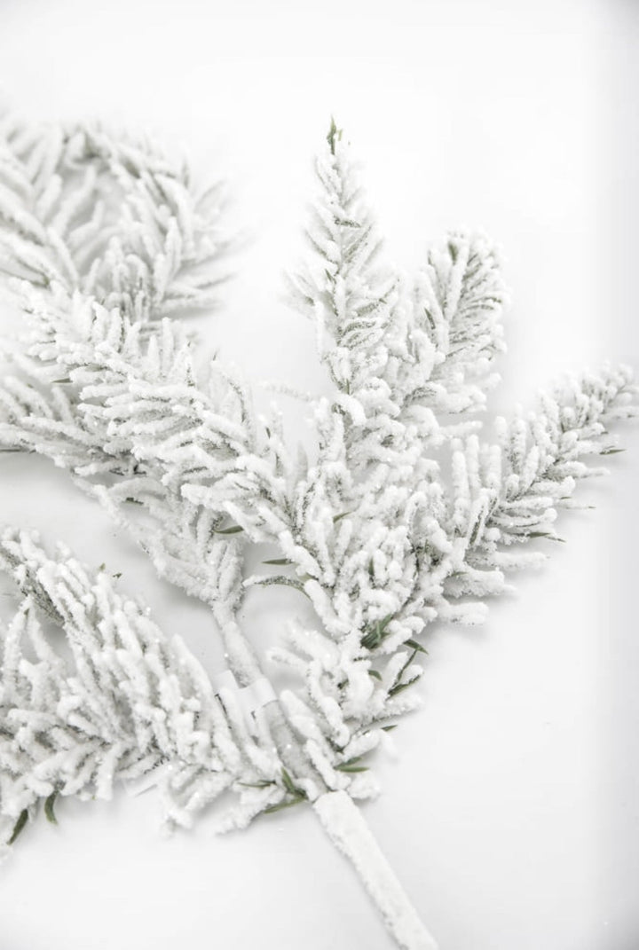 Flocked evergreen greenery spray - Greenery MarketArtificial Floraxd217