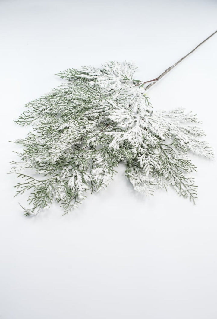 Flocked Flat Cedar Spray - Greenery MarketWreath attachments86018SNOW