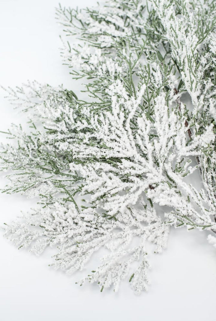 Flocked Flat Cedar Spray - Greenery MarketWreath attachments86018SNOW