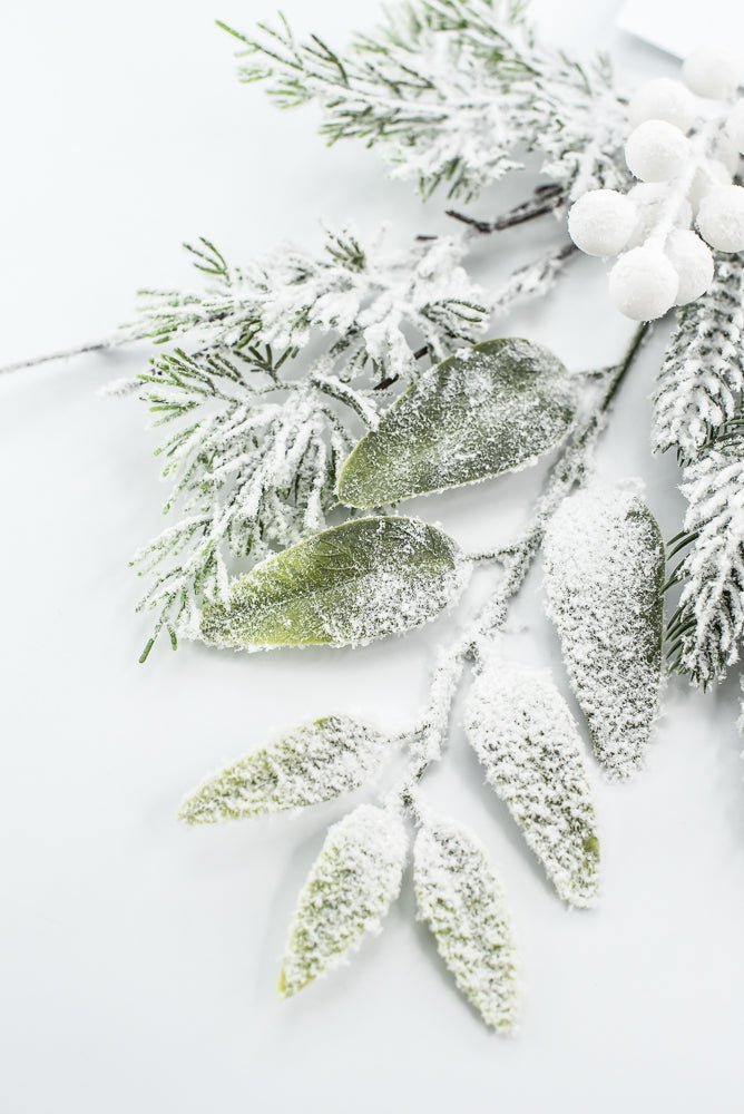 Flocked Pine Mix Berry Pick - Greenery Market86378SNOW