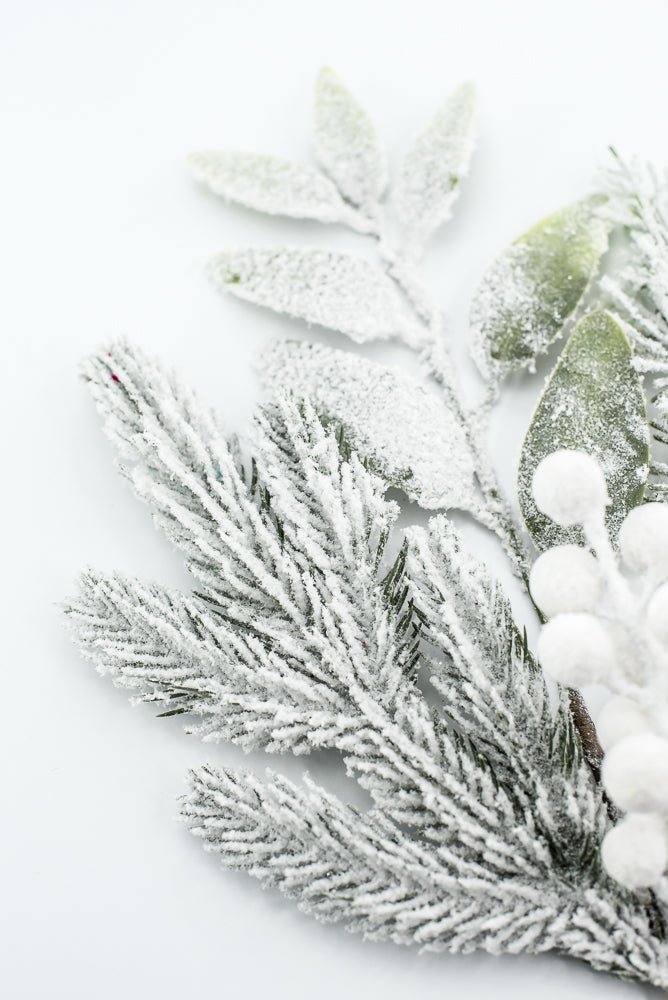 Flocked Pine Mix Berry Pick - Greenery Market86378SNOW