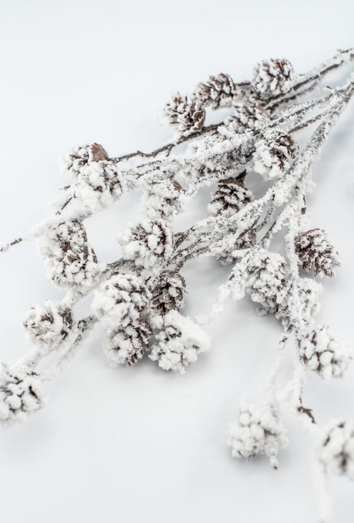 Flocked Pinecone Spray - Greenery MarketWreath attachments86019SNOW