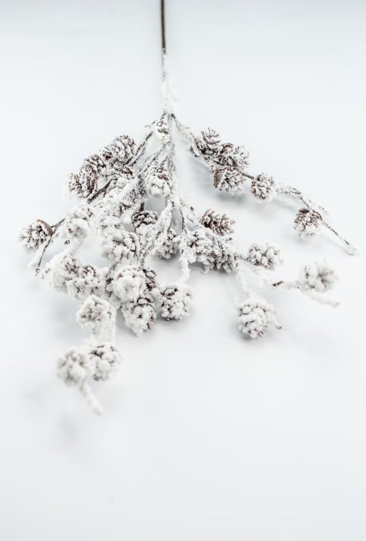 Flocked Pinecone Spray - Greenery MarketWreath attachments86019SNOW