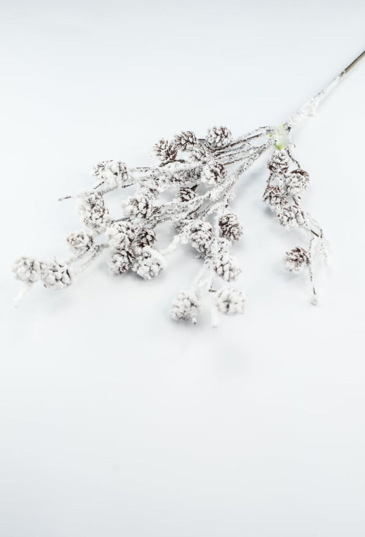 Flocked Pinecone Spray - Greenery MarketWreath attachments86019SNOW