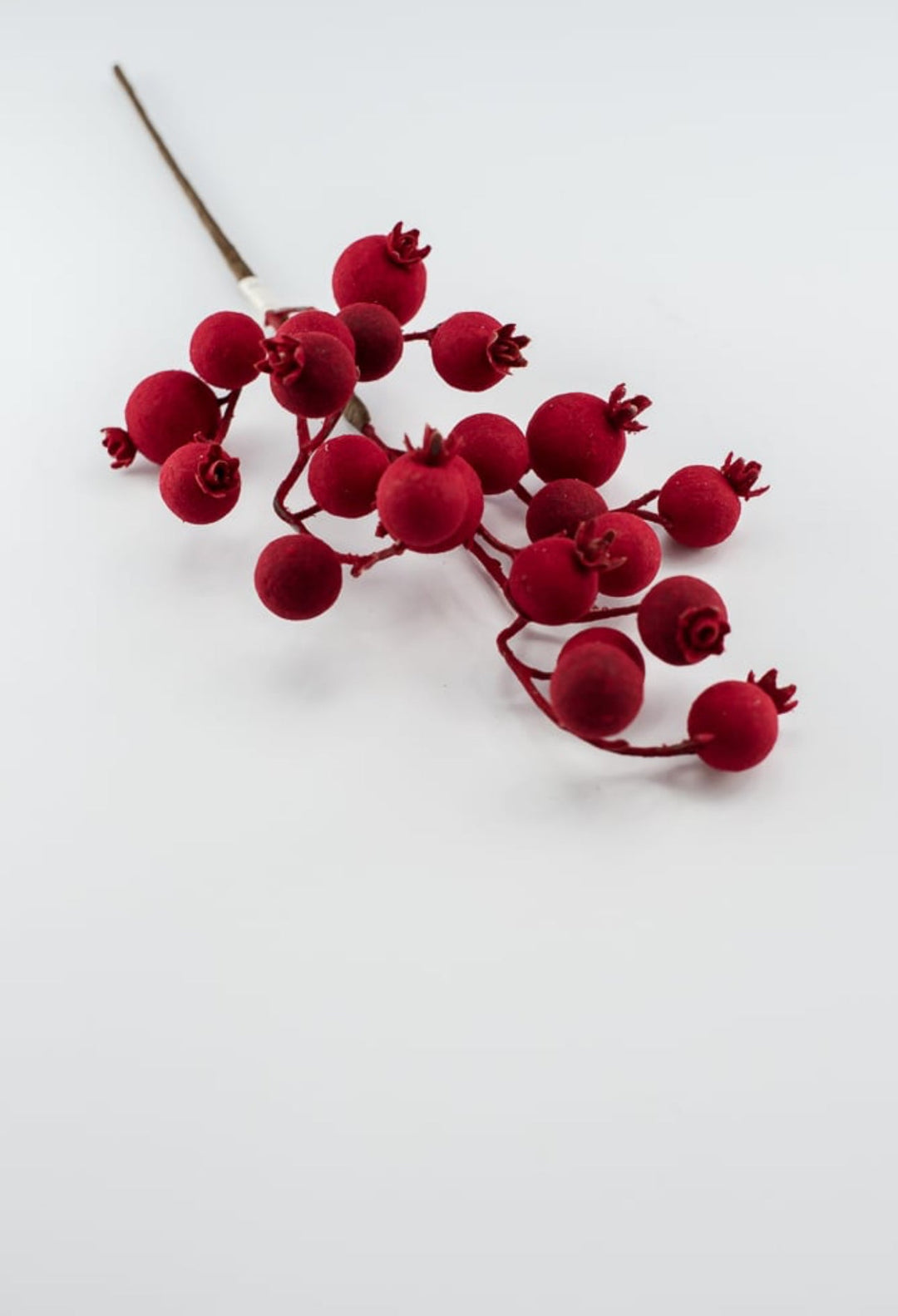 Flocked, red, crabapple berry pick - Greenery MarketPM3318 - TTR