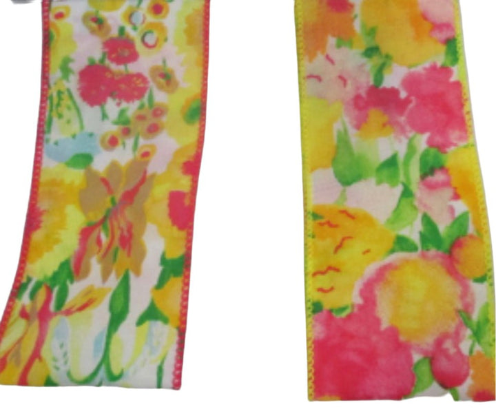 Floral wired ribbon 2.5” choose design in drop down - Greenery MarketRibbons & Trim154004 WITH BLUE