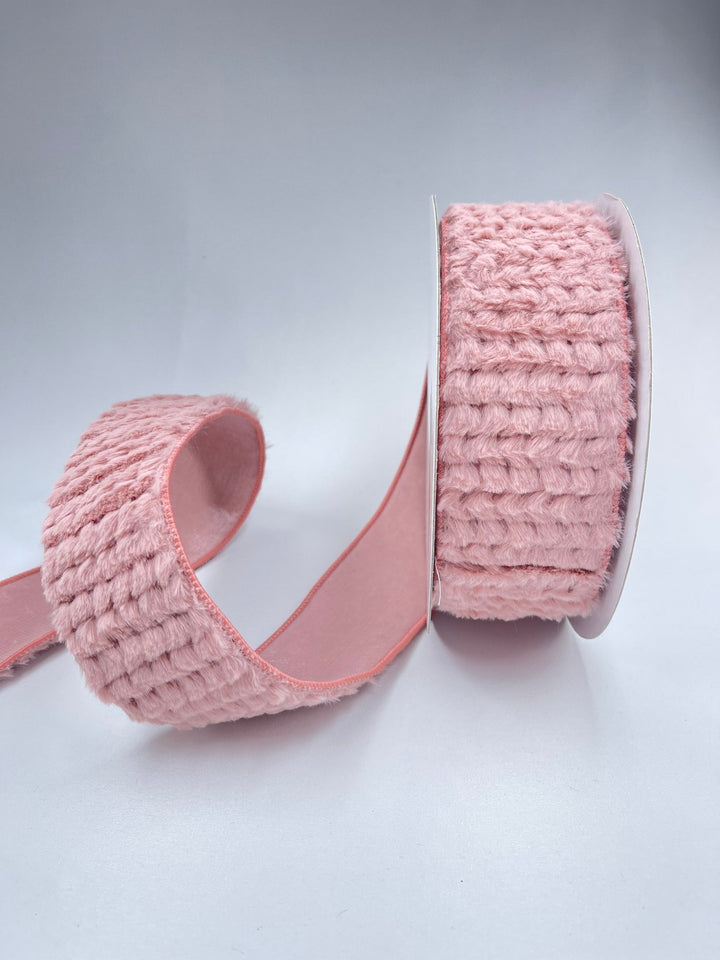 Fluffy wool textured blush wired ribbon 2.5” - Greenery MarketRibbons & Trim180471