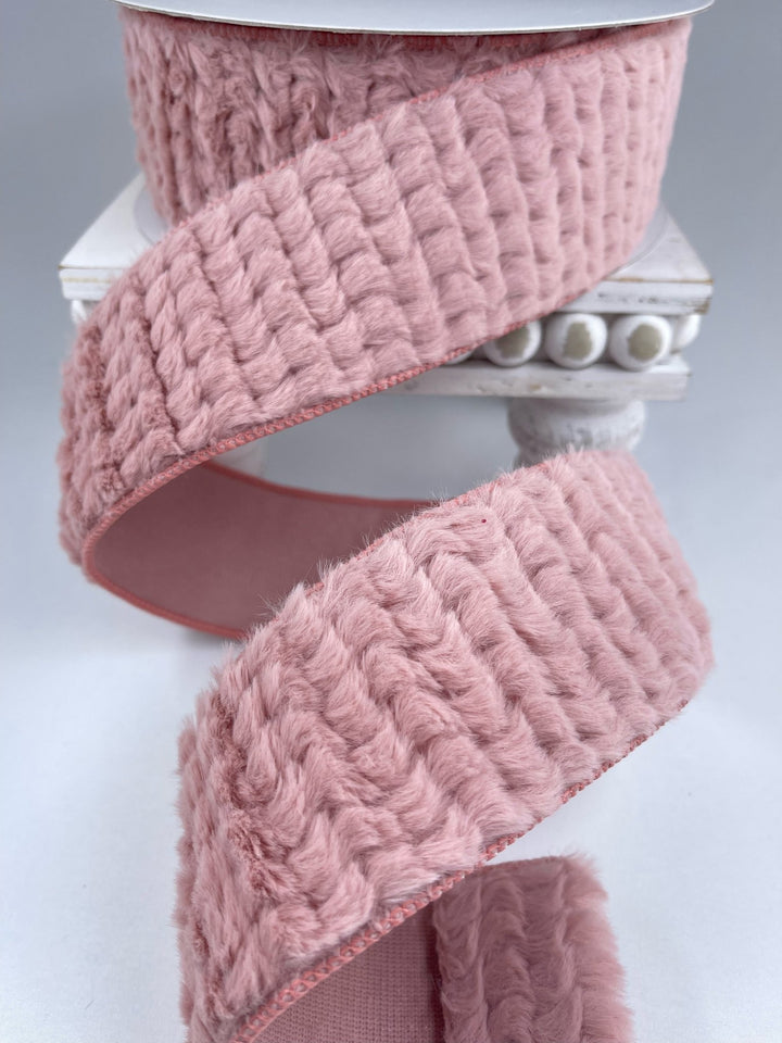 Fluffy wool textured blush wired ribbon 2.5” - Greenery MarketRibbons & Trim180471