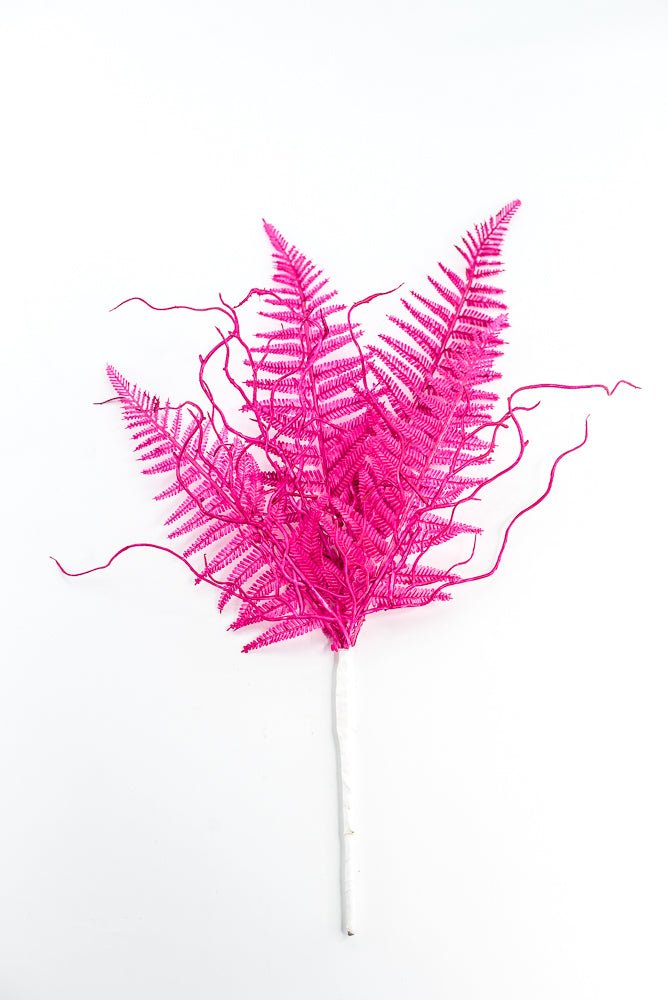 Fluorescent Hot Pink Plastic Fern Wig Spray - Greenery Market85307 - FU