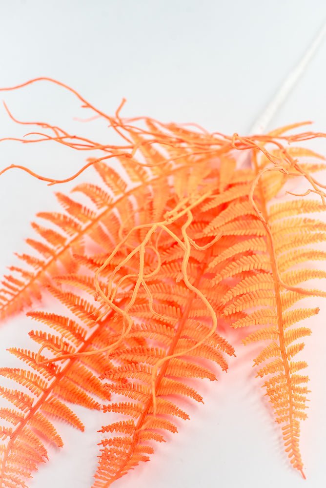 Fluorescent Orange Plastic Fern Spray - Greenery Market85307 - OR