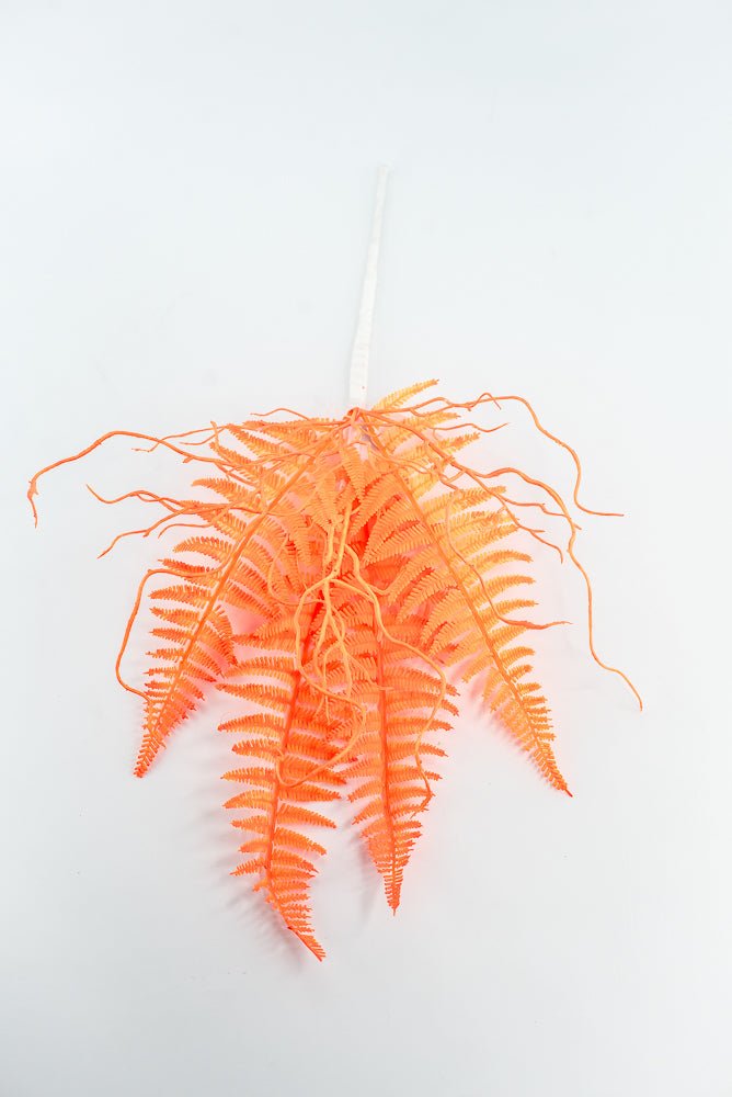 Fluorescent Orange Plastic Fern Spray - Greenery Market85307 - OR