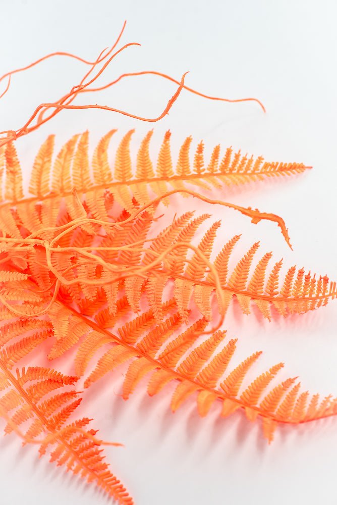 Fluorescent Orange Plastic Fern Spray - Greenery Market85307 - OR