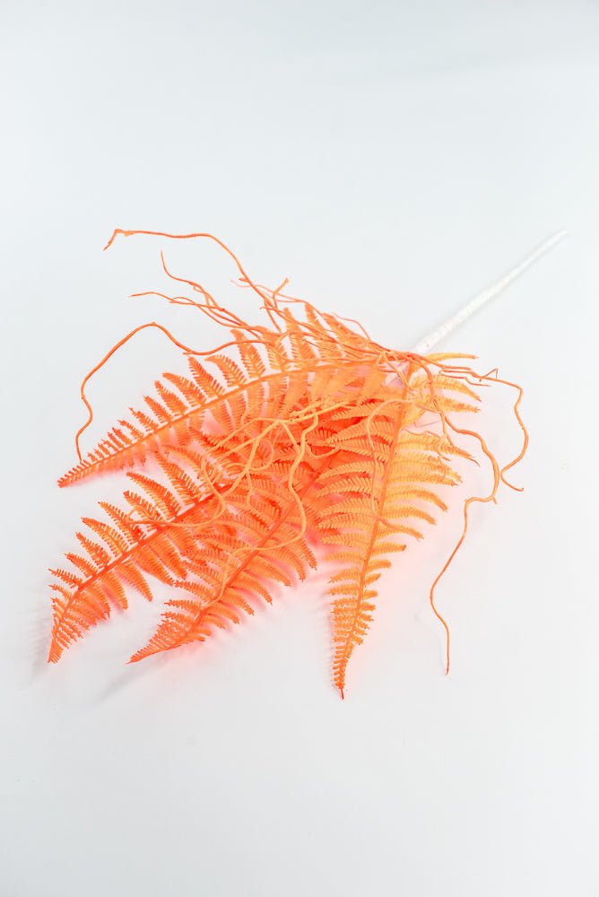 Fluorescent Orange Plastic Fern Spray - Greenery Market85307 - OR