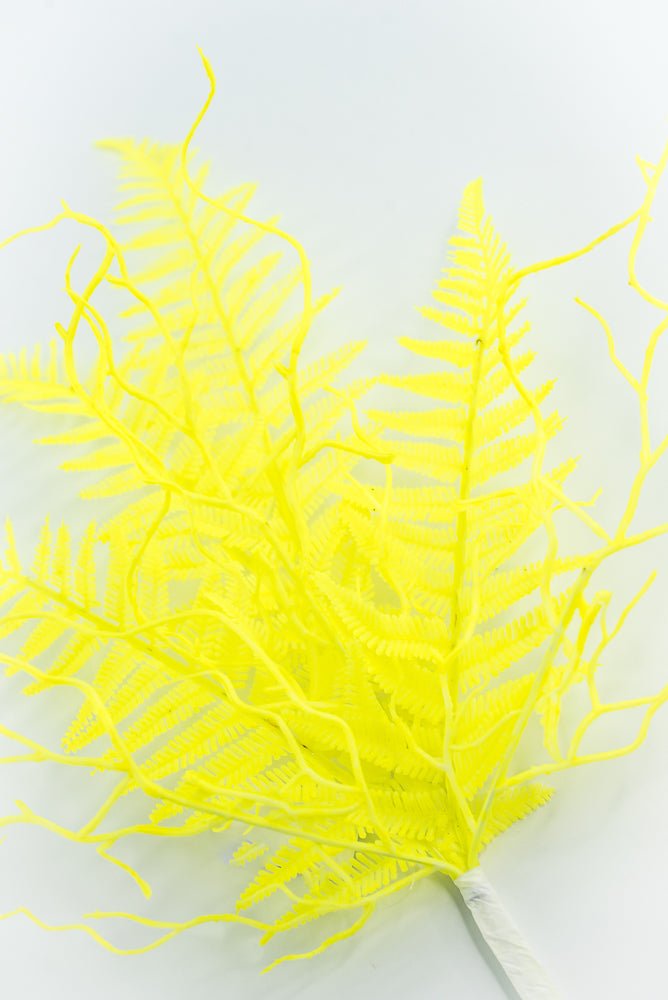 Fluorescent Yellow Plastic Fern Spray - Greenery Market85307 - YEL