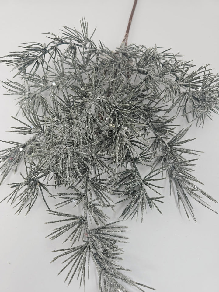 Frosted gray blue pine spray with sparkle - Greenery Marketgreenery25186