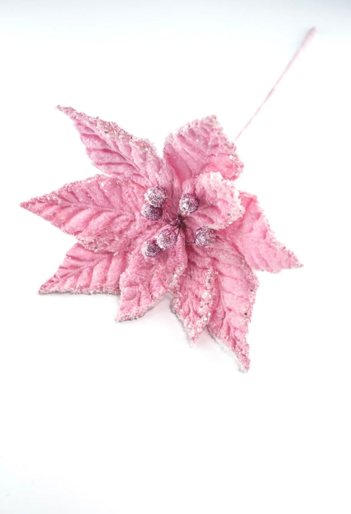 Frosted pink velvet poinsettia - Greenery Marketartificial flowers86030PK