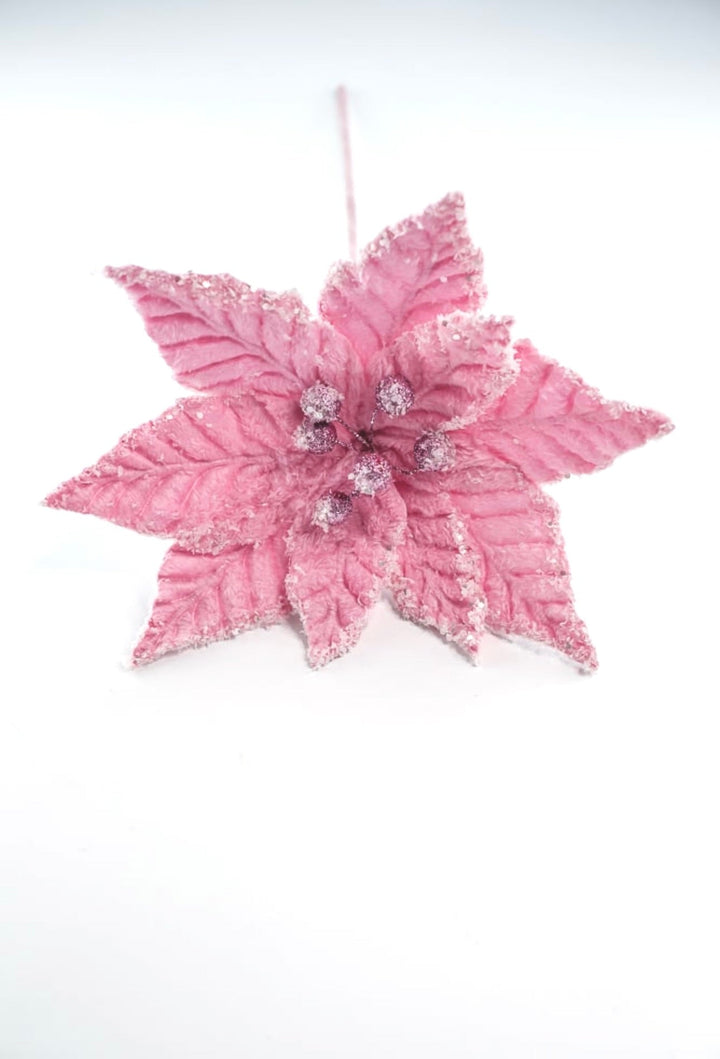 Frosted pink velvet poinsettia - Greenery Marketartificial flowers86030PK