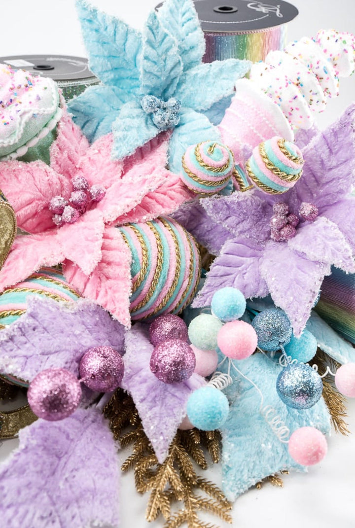 Frosted pink velvet poinsettia - Greenery Marketartificial flowers86030PK