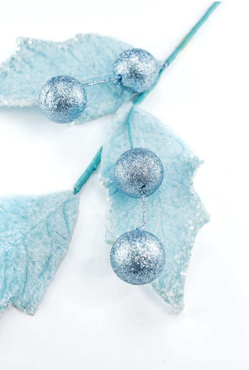 Frosty blue velvet holly berry spray - Greenery Marketartificial flowers86031BL