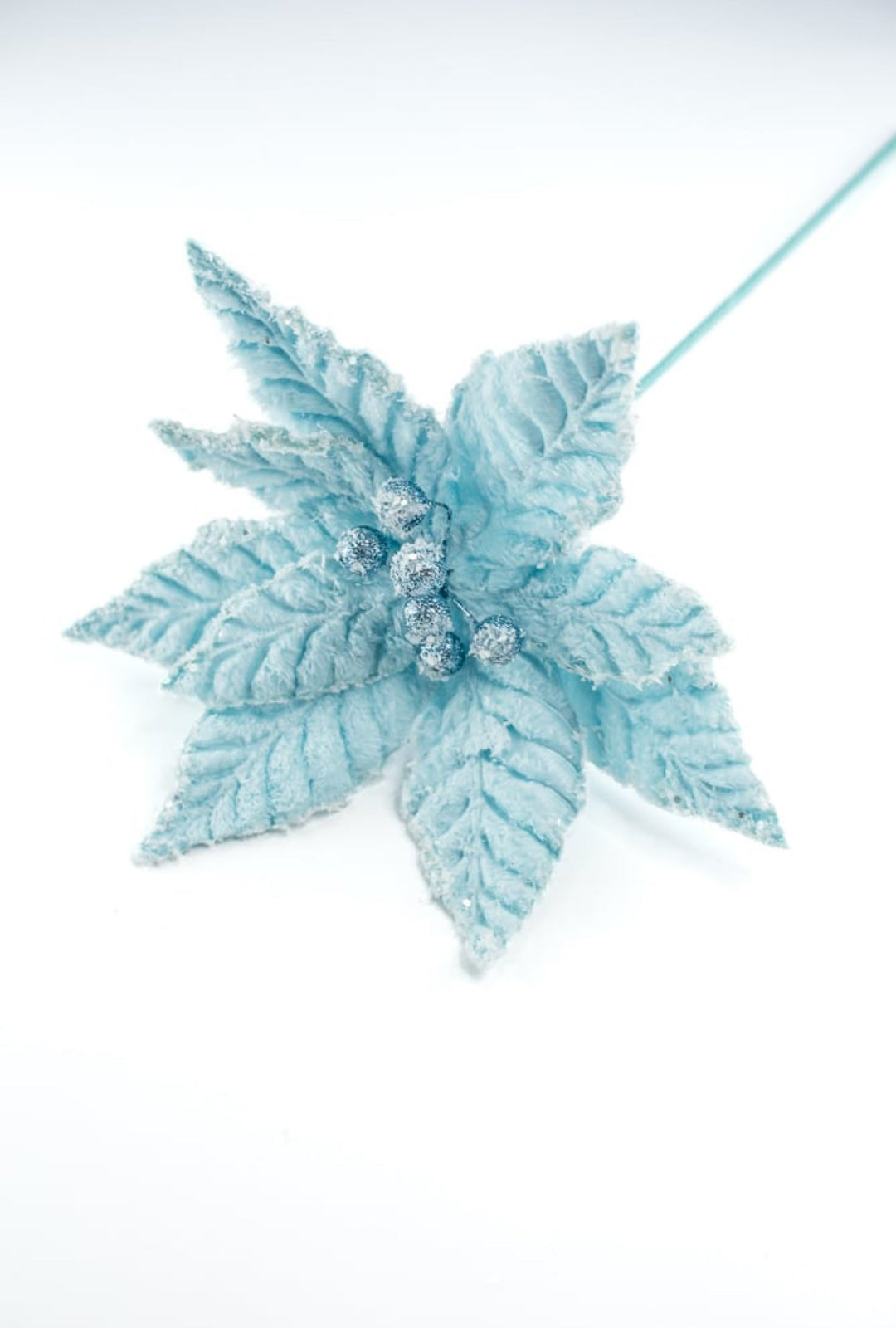 Frosty blue velvet poinsettia - Greenery Marketartificial flowers86030BL
