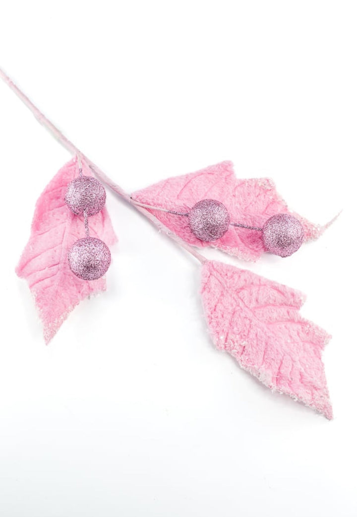 Frosty pink velvet holly berry spray - Greenery Marketartificial flowers86031PK