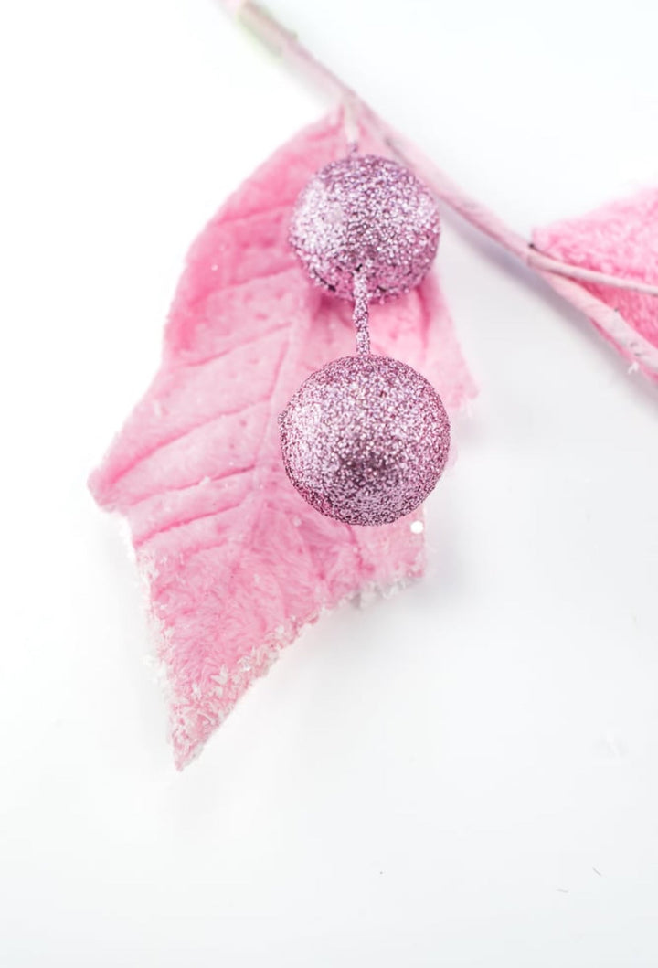 Frosty pink velvet holly berry spray - Greenery Marketartificial flowers86031PK
