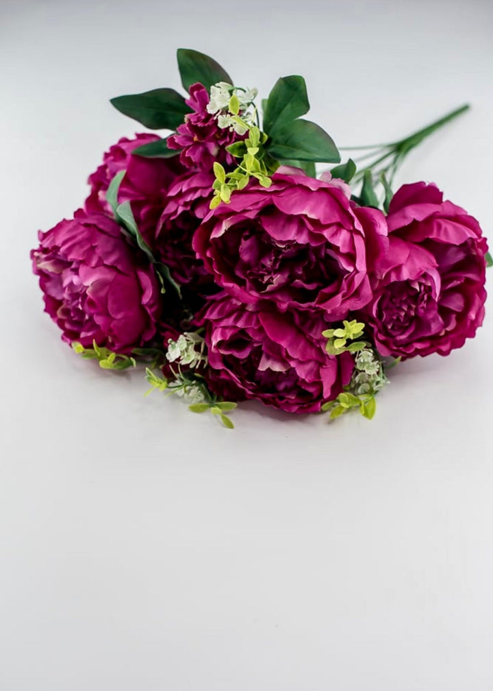 Fuchsia pink peonies artificial flower bush 84295 - fu - Greenery MarketArtificial Flora84295 - FU