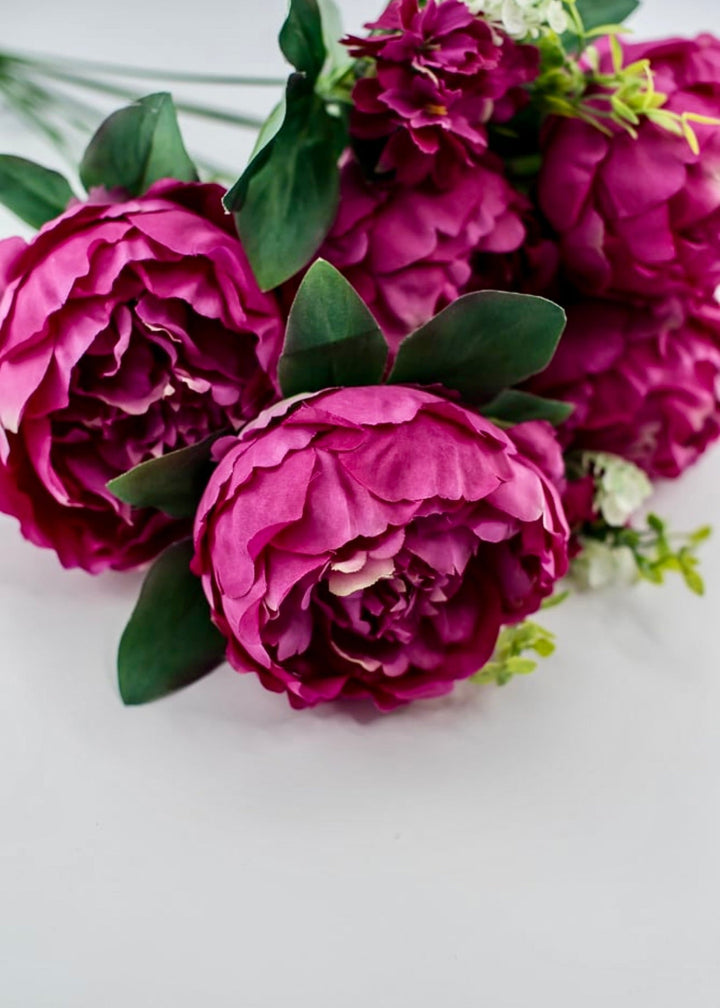 Fuchsia pink peonies artificial flower bush 84295 - fu - Greenery MarketArtificial Flora84295 - FU