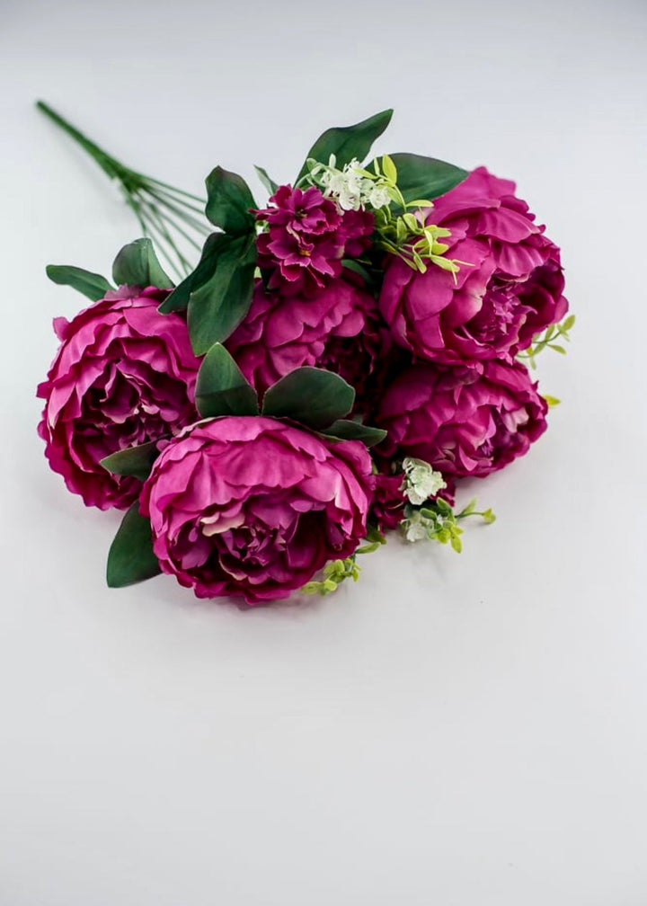 Fuchsia pink peonies artificial flower bush 84295 - fu - Greenery MarketArtificial Flora84295 - FU