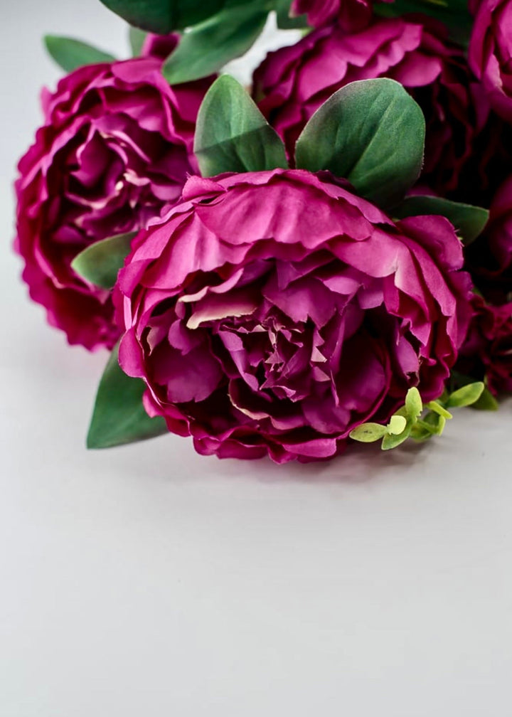Fuchsia pink peonies artificial flower bush 84295 - fu - Greenery MarketArtificial Flora84295 - FU