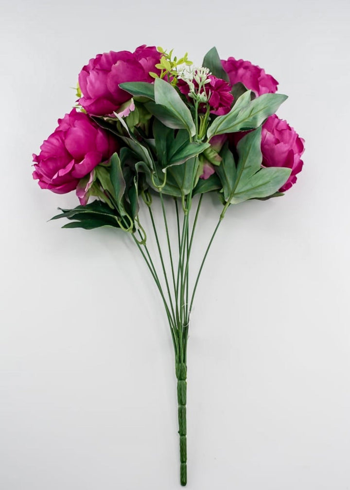 Fuchsia pink peonies artificial flower bush 84295 - fu - Greenery MarketArtificial Flora84295 - FU