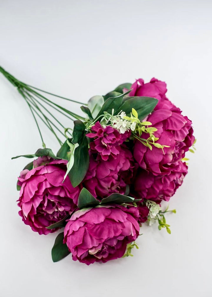 Fuchsia pink peonies artificial flower bush 84295 - fu - Greenery MarketArtificial Flora84295 - FU