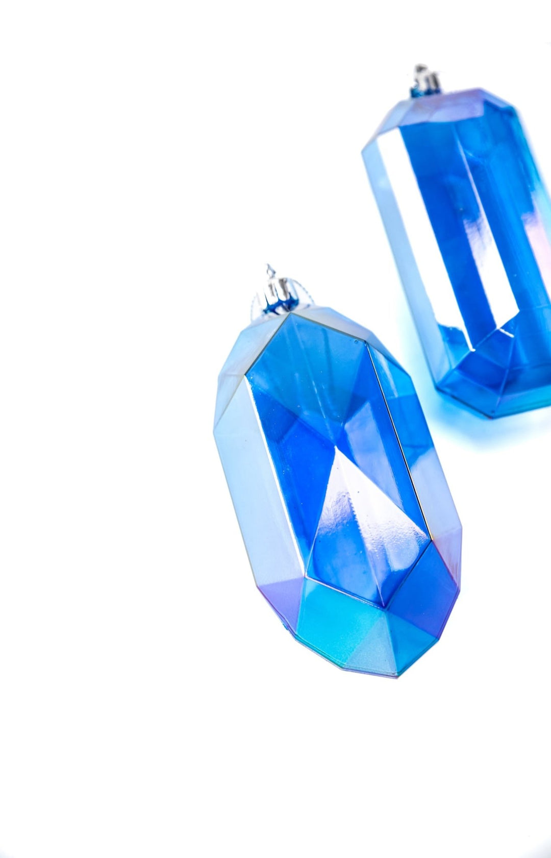 Gems ornaments - 2 assorted iridescent blue - Greenery MarketXJ552125