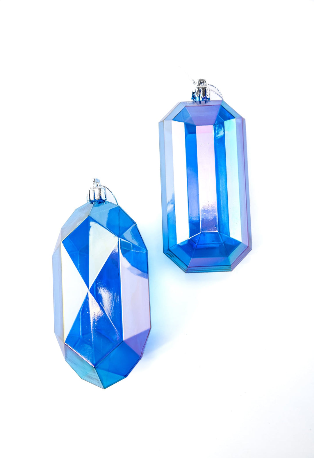 Gems ornaments - 2 assorted iridescent blue - Greenery MarketXJ552125