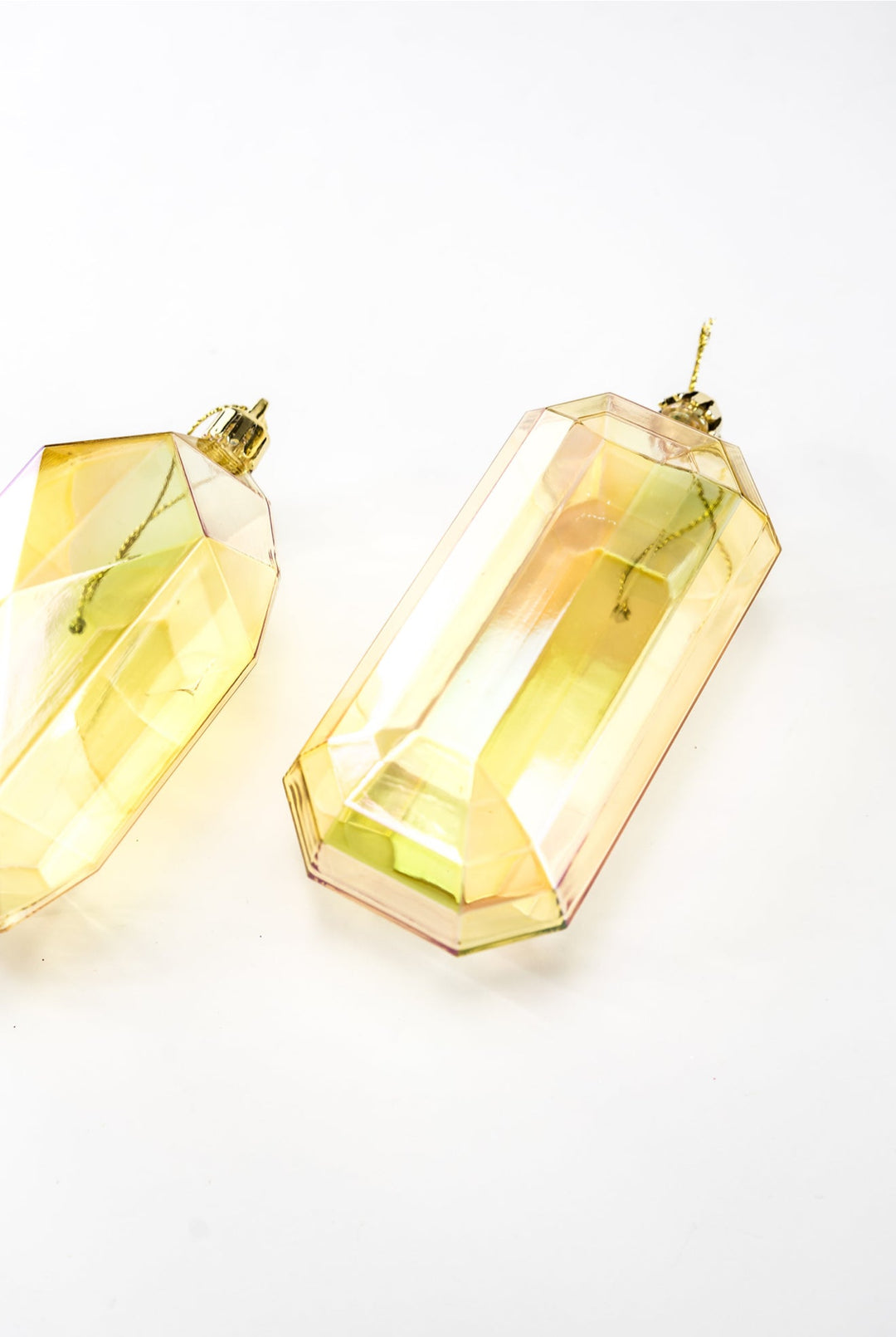 Gems ornaments - 2 assorted iridescent gold - Greenery MarketXJ552108