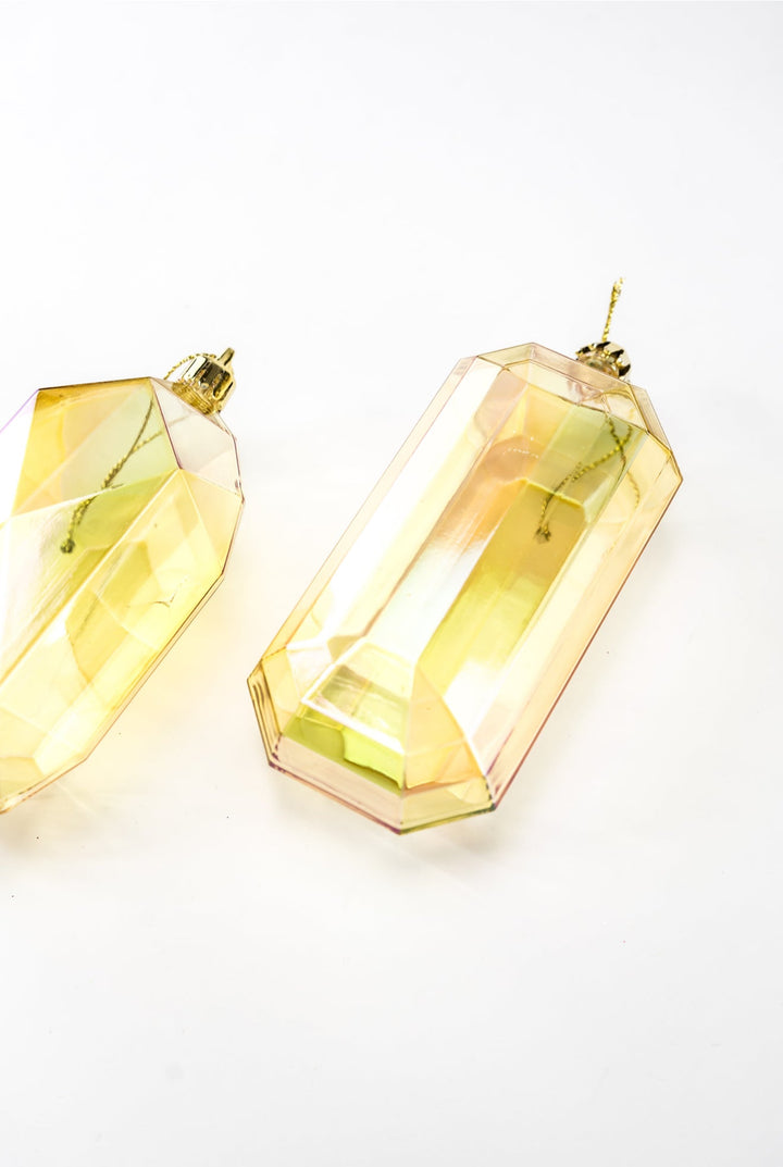 Gems ornaments - 2 assorted iridescent gold - Greenery MarketXJ552108