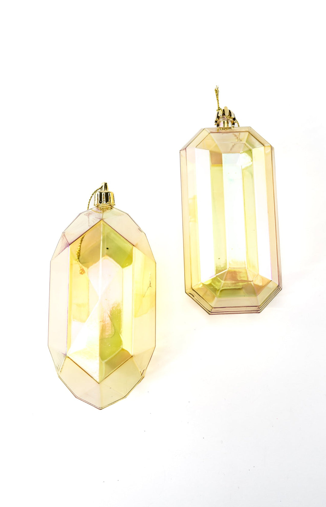 Gems ornaments - 2 assorted iridescent gold - Greenery MarketXJ552108