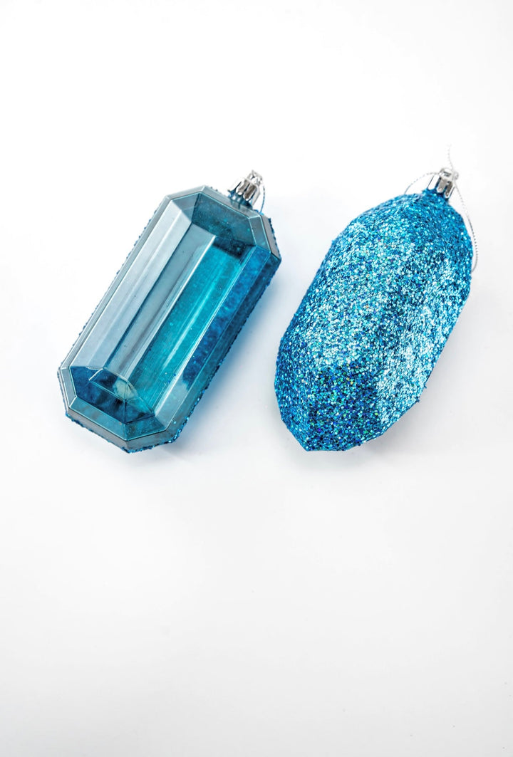 Gems ornaments - 2 assorted laser glitter smoke blue - Greenery MarketXJ5523FF