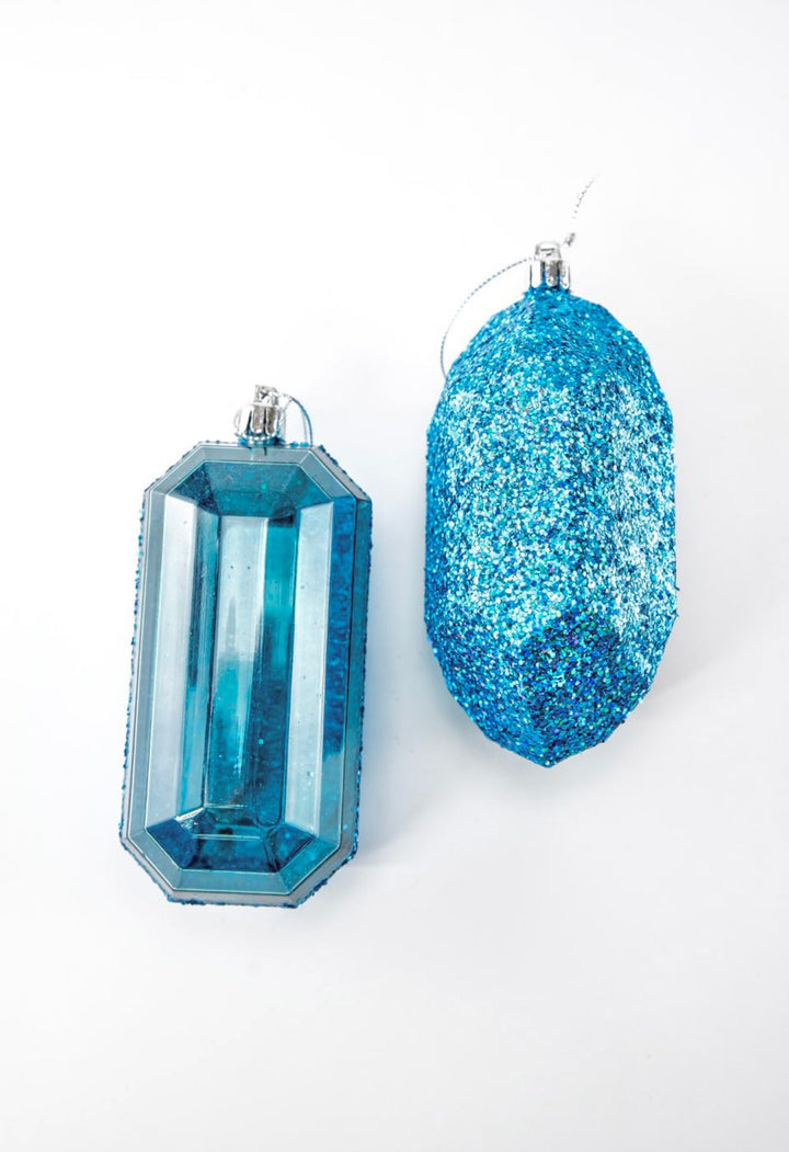 Gems ornaments - 2 assorted laser glitter smoke blue - Greenery MarketXJ5523FF