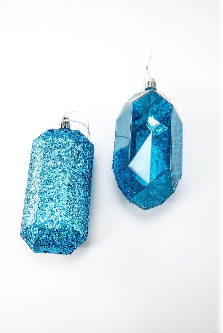 Gems ornaments - 2 assorted laser glitter smoke blue - Greenery MarketXJ5523FF