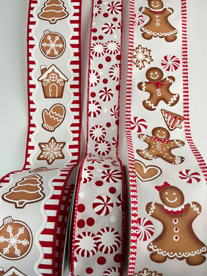 Gingerbread bow bundle x 3 wired ribbons - Greenery MarketRibbons & TrimGingpepx3