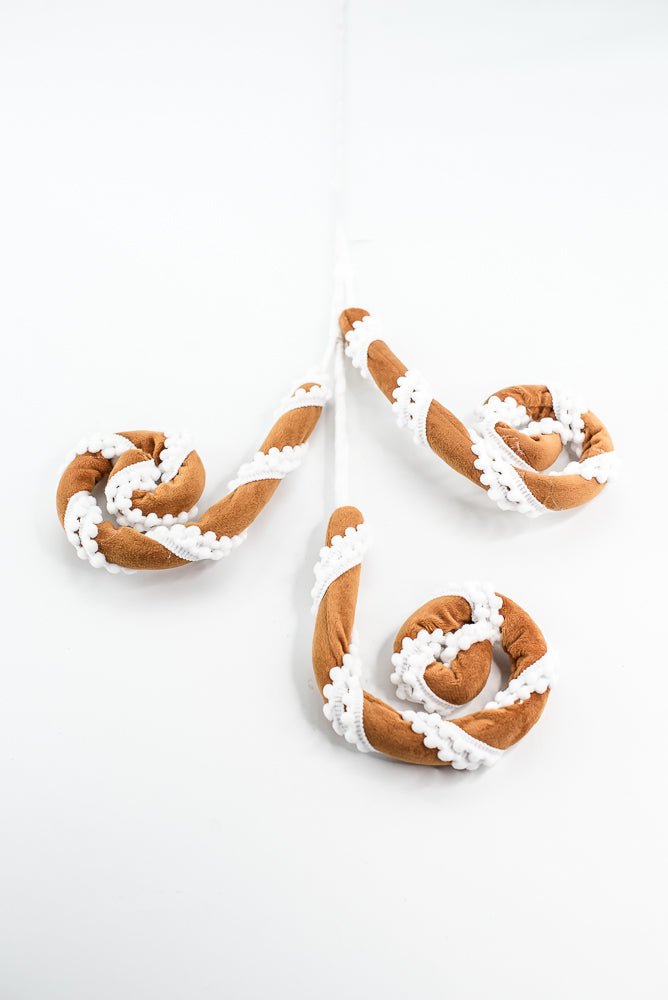 Gingerbread Pompom Stripe Spiral Curly Spray - Greenery Market86453BN