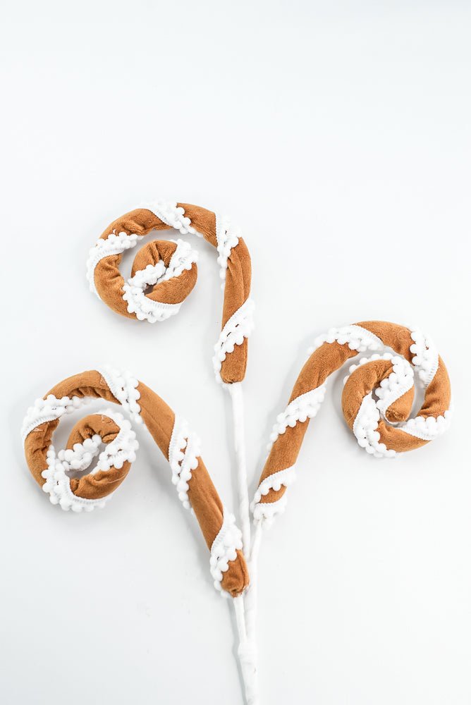 Gingerbread Pompom Stripe Spiral Curly Spray - Greenery Market86453BN