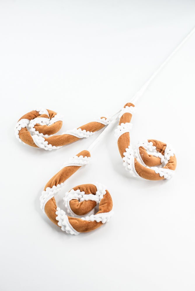 Gingerbread Pompom Stripe Spiral Curly Spray - Greenery Market86453BN