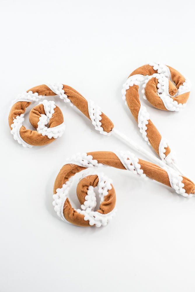 Gingerbread Pompom Stripe Spiral Curly Spray - Greenery Market86453BN