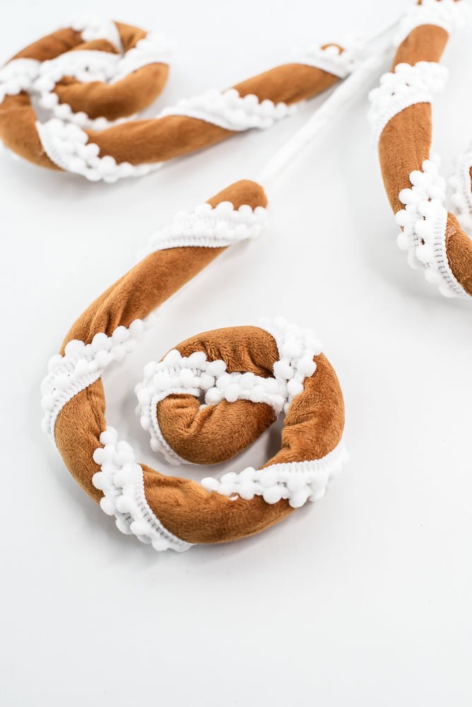 Gingerbread Pompom Stripe Spiral Curly Spray - Greenery Market86453BN