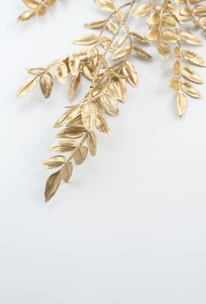 Glitter leaves Spray - Greenery MarketWreath attachments86009GD