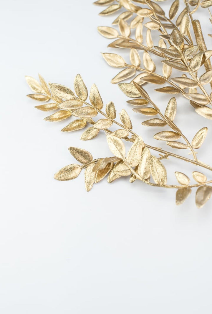 Glitter leaves Spray - Greenery MarketWreath attachments86009GD
