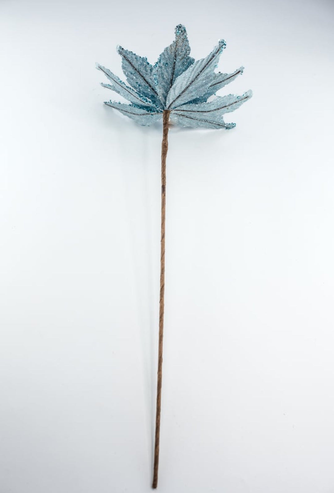 Glittered Poinsettia stem - ice blue - Greenery MarketXS401748