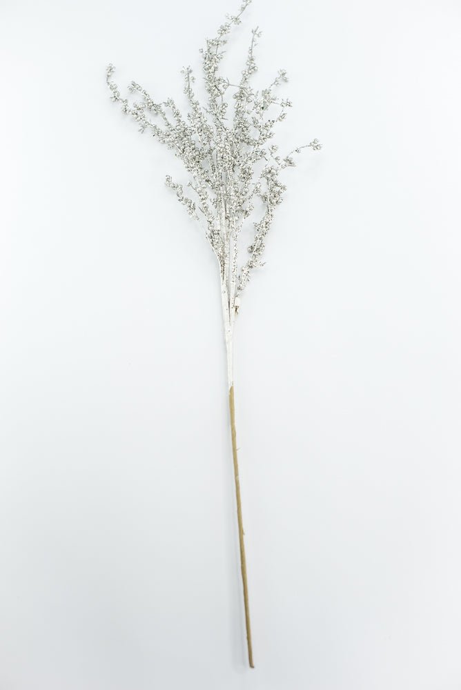 Glittered seed berry branch spray - Platinum - Greenery MarketXg908 - PT